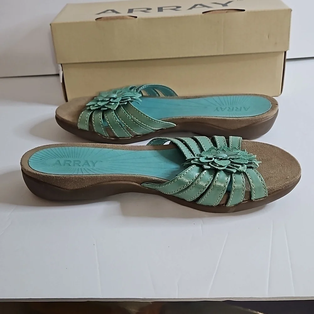 Array Maui Slide with Flower sz 7.5m Turquoise NIB